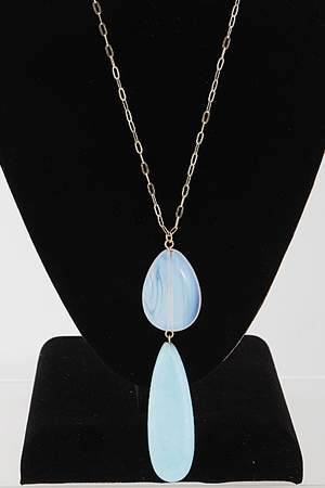 Long Oval Stone Drop Necklace 6BAD9